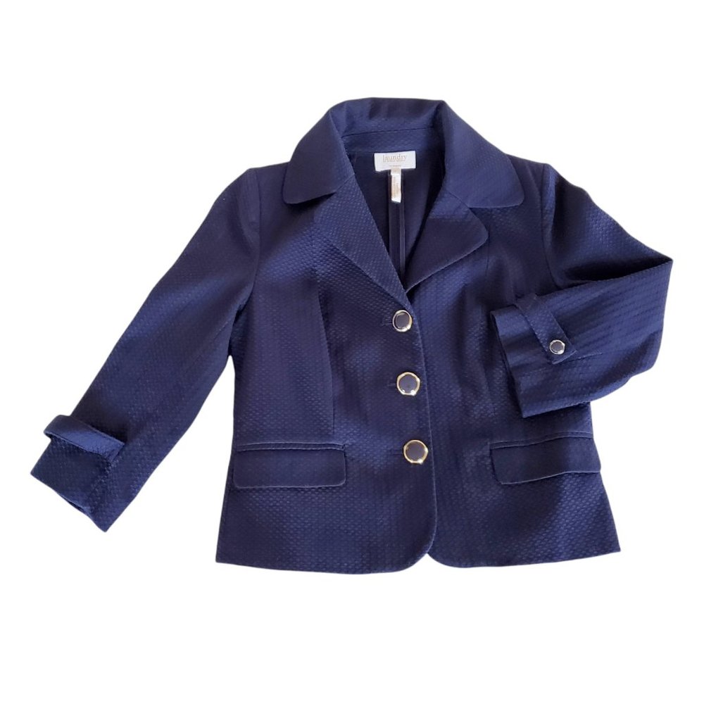 Laundry by Shelli Segal Textured Blazer Jacket, Blue, 2